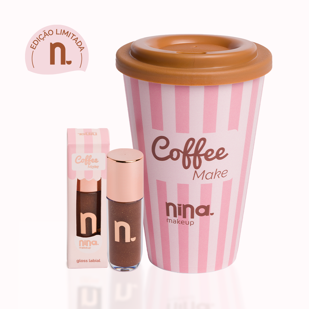 Kit Coffee Combo Nina Makeup | Gloss Labial Coffee + Copo Exclusivo